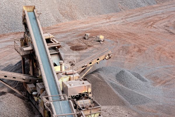 stone crusher in a quarry. mining industry.