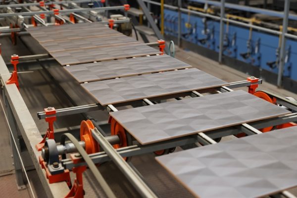 Ceramic tile production line at the factory
